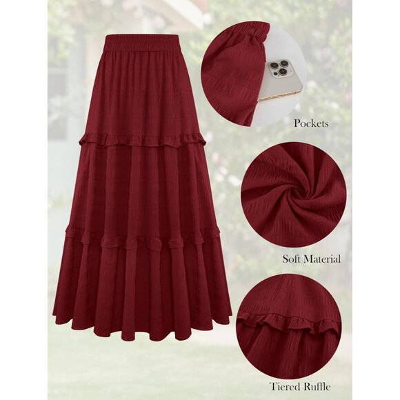 Lightweight Flowy Maxi Skirt with Ruffles & Pockets - Perfect for Every Style - Picture 3 of 5